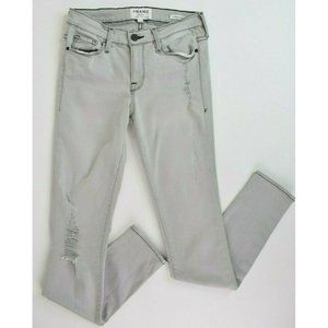 Frame Le Skinny de Jeanne Jeans Womens 27 x 29 Rip Gray Grey Distressed Stretch